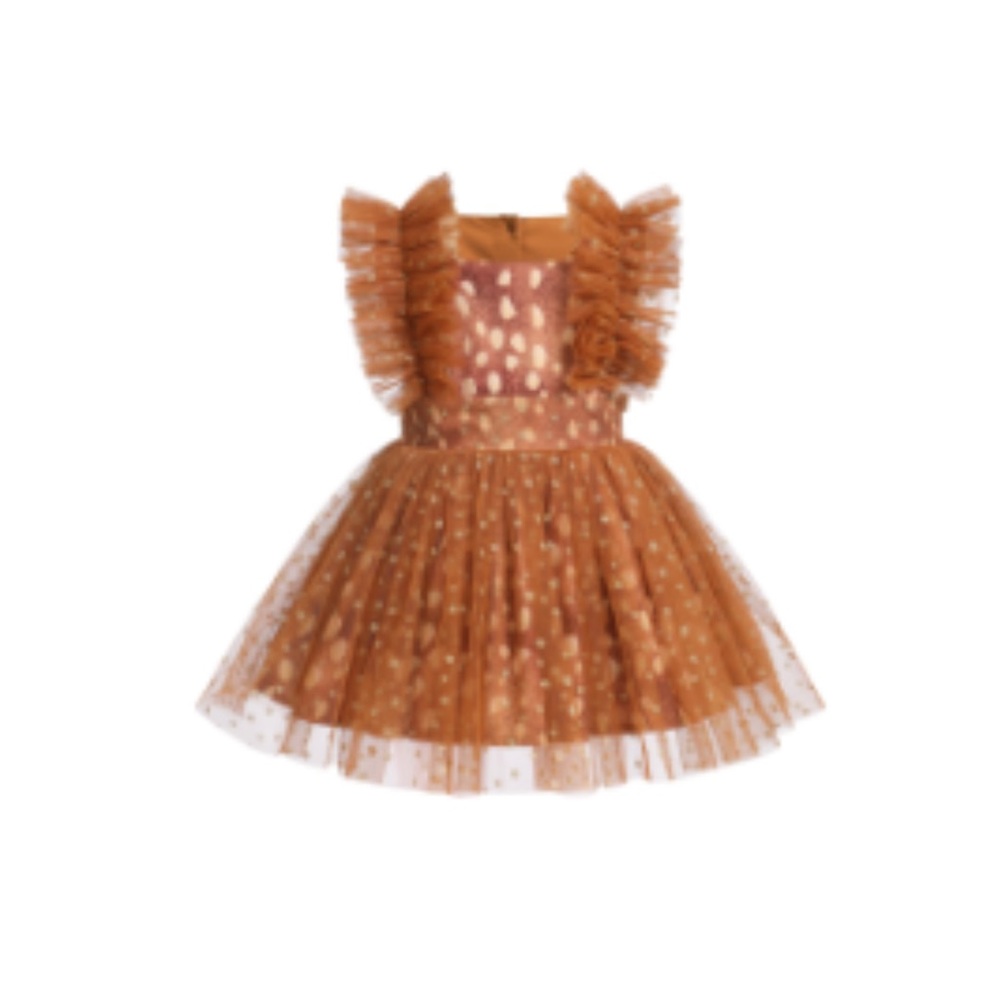 Adorable Brown Ruffled Dress - Picture 3 of 8